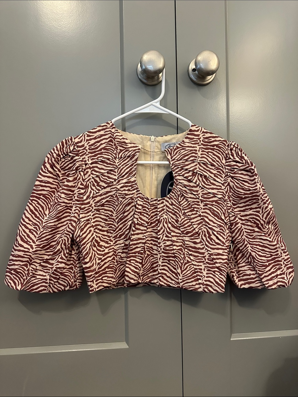 Womens Zebra-Print Two Piece Skirt Set